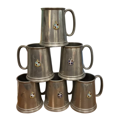 Vintage James Dixon and sons Cornish pewter mugs 