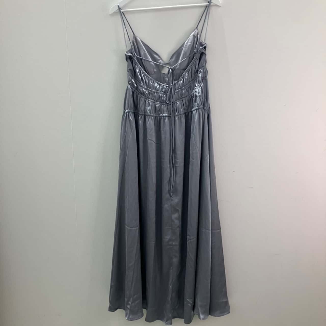 princess polly baby blue dress Blue Festival Dress Electric Blue Stretch Satin Long Dress With Wrap-Over  Slit And Lace-Up main image 0