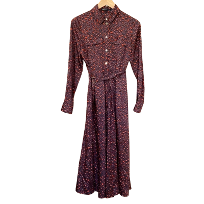 Karen Millen Brown/Orange Leopard Pattern Dress Size UK 8