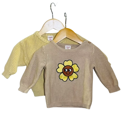 SEED HERITAGE KIDS Size 3-6m Cotton Jumpers Brown & Yellow 