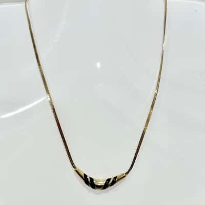 Vintage Avon Gold Black Detail Necklace & Matching Earrings 
