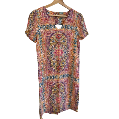 “Kachel” Womens  Silk S.S. DRESS - Size 8 -Pattern 