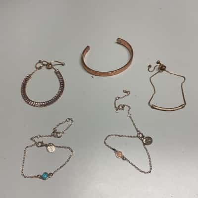 Assorted  Womens Bracelets Rose Gold tones x 5