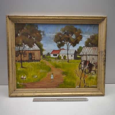Vintage Original Framed Australian Bush Landscape Oil Painting Signed M Edewoska