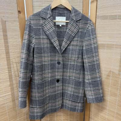Maje Womens Knit Size 36 Blazer Checked 