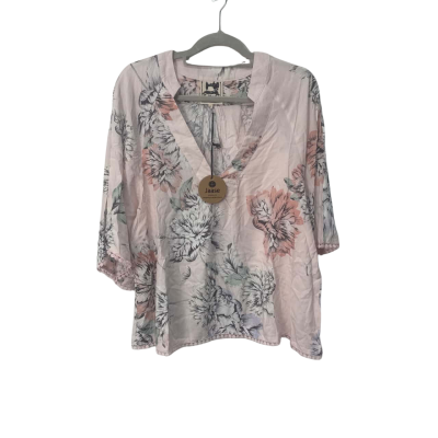 BNWT Jaase  Size L 3/4 Sleeve Top Cream / Pink  