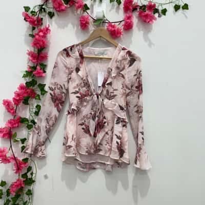 Forever New Womens  Size 4 Long Sleeve Top Floral / Multicoloured / Pattern / Pink  