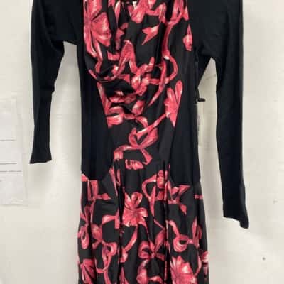 Alannah Hill Womens  Size 8 Long Sleeve Dress Black  / Pink  