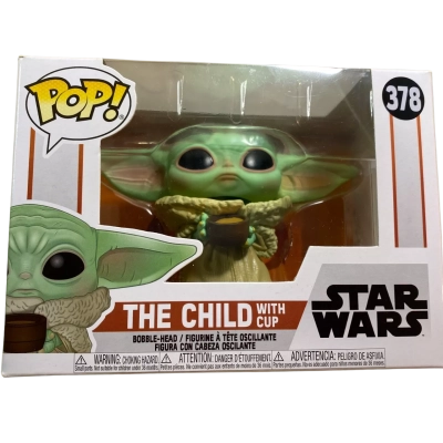 Star Wars Funko POP 378 The Child Baby Yoda Grogu with Cup Mandalorian