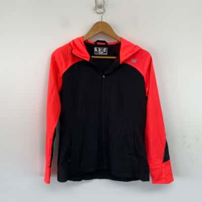 New Balance Black Red Running Hoodie Front Zip Jacket  Size S 