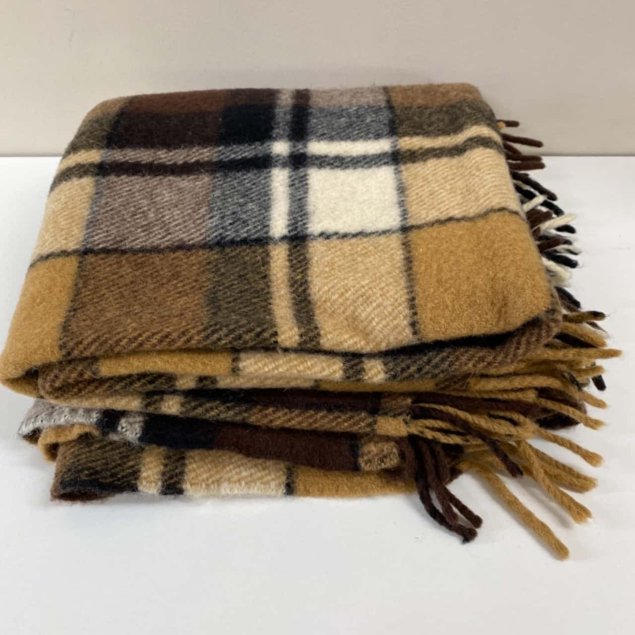 Vintage Onkaparinga Woollen Brown Checked Throw