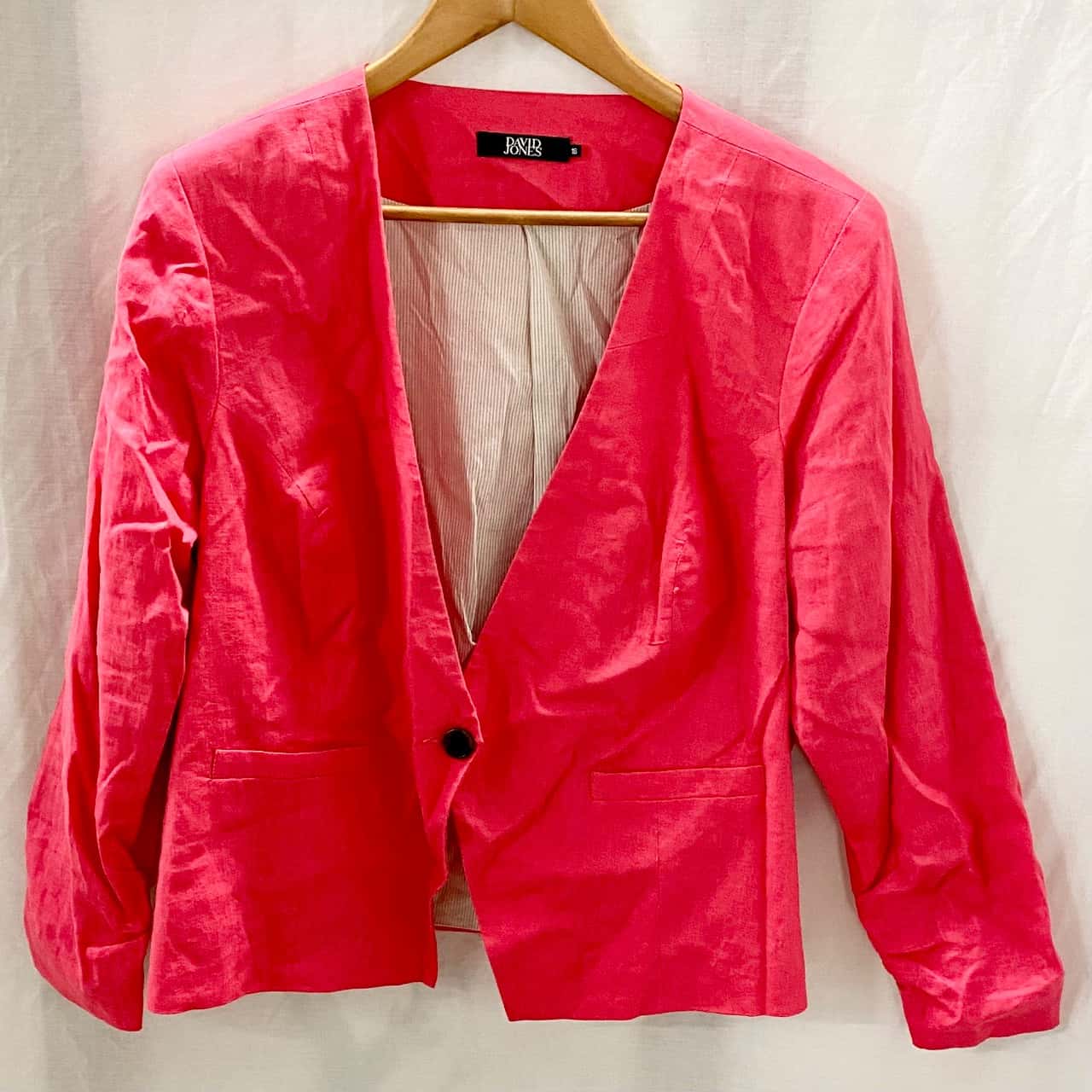 David Jones Linen blend Size 16 Pink Jacket(s)