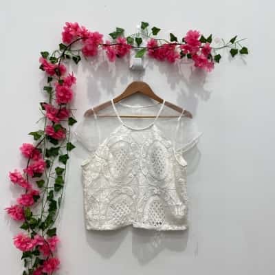 Portmans Womens Lace Top Size 14 White 