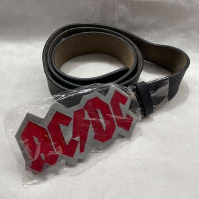  Mens AC/DC Buckled  Leather Belt Size 36 Brown & Red 