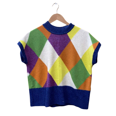 Gorman Colourful Diamond Pattern Merino Wool Jumper Size 6