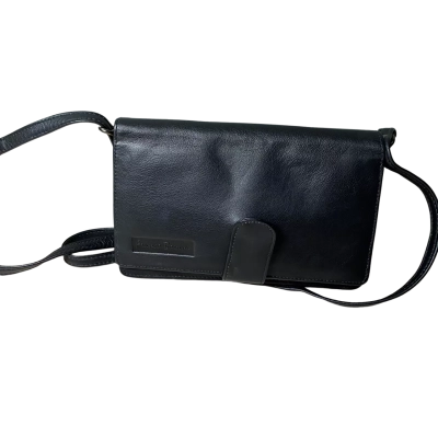 Franco Bonini Black Leather Wallet/Crossbody Bag
