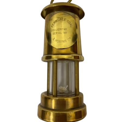 Vintage Welsh Brass Miner’s Safety Lamp Souvenir Ferndale Coal Mining Boxed Made in Wales