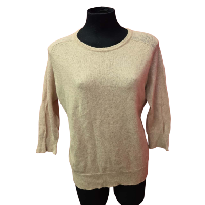 Sessun Womens  Size L Cardigan Pale Beige/Pink 3/4 Sleeve
