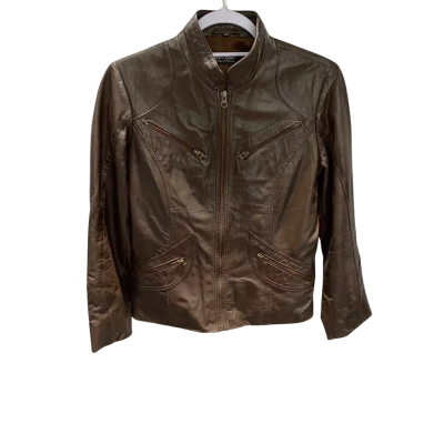 Julia S. Roma  Womens  Size XS Leather Jacket Brown 