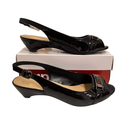Hush Puppies Narah Women's Size 43 Black Patent Slingback Peep Toe Heels