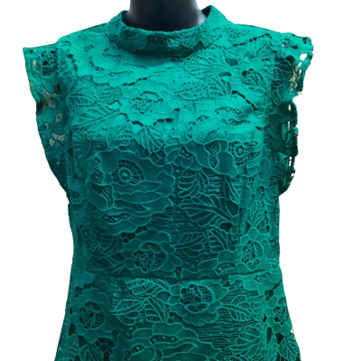 TOKITO Size 12 Green Lace Sleeveless Cocktail Dress
