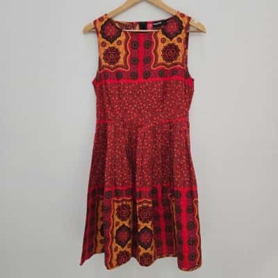 Dangerfield Womens  Size 12 Pleated Dress Multicoloured 