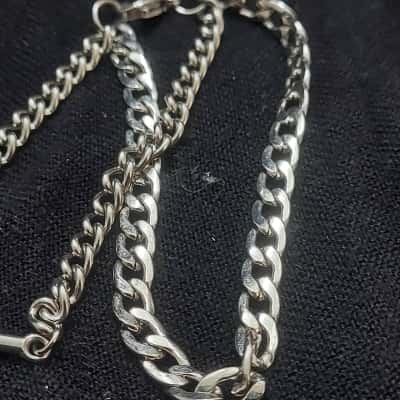 Mens or Ladies Silver Tone Duel Chain Bracelet