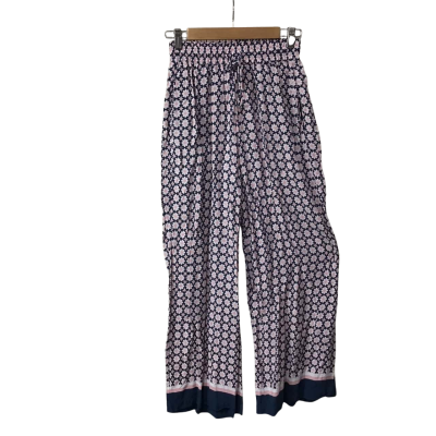 Sportsgirl Womens Size 6 Navy Blue / Pink  / White Floral Elastic Waist Casual Pants
