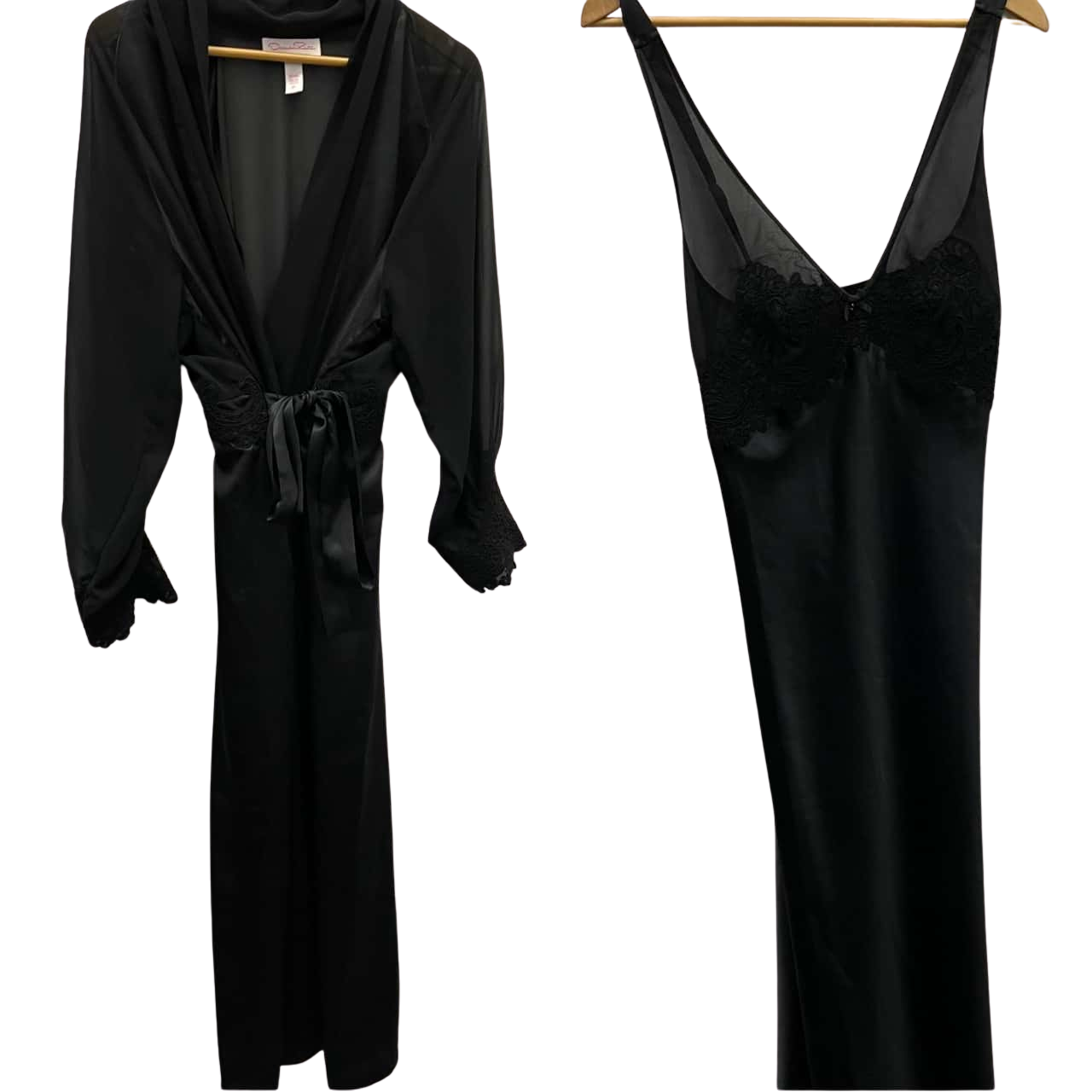 Oscar de la Renta Pink Label Womens Nightgown and Robe Set Size XL Black(s)