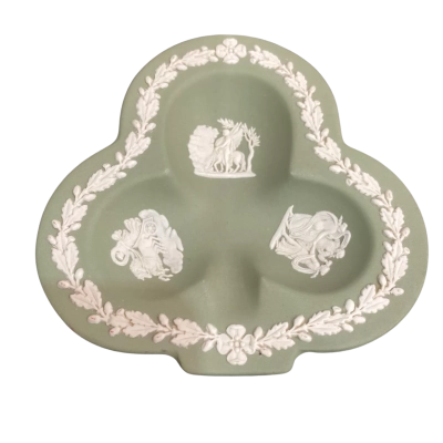 Wedgewood Sage Green Jasperware Clover Shaped Dish