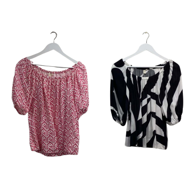 2 Adorne Size 8 linen tops - 2 different patterns