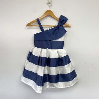 Ollies Place Navy Blue Striped Dress  Size 7 
