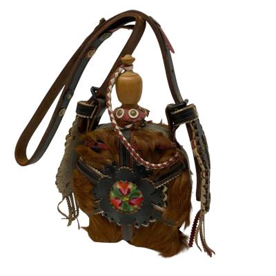 Vintage Hungarian Dark Brown Horse Hair Canteen
