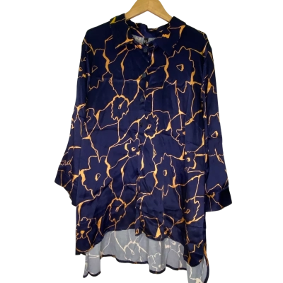 Taking Shape Womens  Size 18 Long Sleeve Shirt Blue / Gold / Pattern 