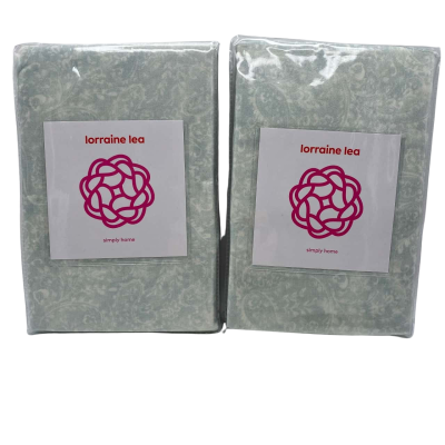 Pair Lorraine Lea Alyssa Euro Pillowcases Pale Green Paisley Pattern    loose manchester