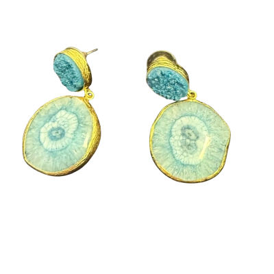 Womens drop earrings with natural stone. 