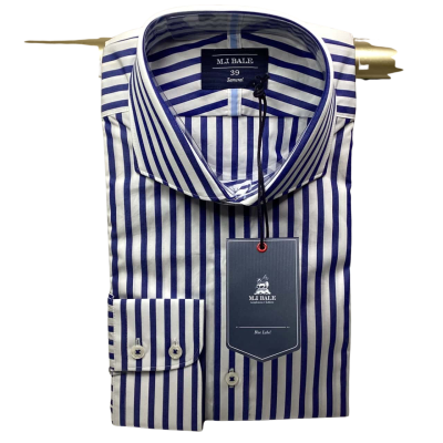 M.J. Bale Mens  Size 39 Long Sleeve Shirt Blue / Striped / White 