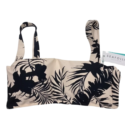 BNWT Seafolly Womens Size 14 Black/Pink Tropical Print Bikini Top   