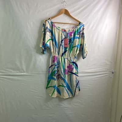 Wish Australia Womens Size 6 Short Sleeve Tunic Cream / Floral BNWT 