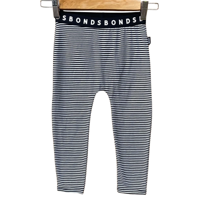 Bonds Baby Black/Grey Striped Leggings (2 Piece Set) Size 3