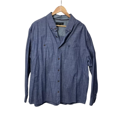 Jack Stone Mens Mens Size 4XL Blue / White Woven Pattern Long Sleeve Shirt