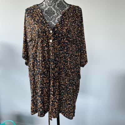 beme Womens  Size M Blouse Black  / Floral / Yellow 
