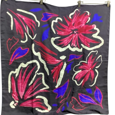 Sportscraft 100% Silk Scarf Navy Blue / Pink  / White 