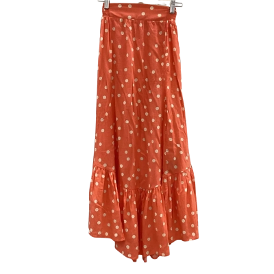 Mister Zimi Womens  Size 8 Ruffled Hemline Skirt Orange / Polka Dot 