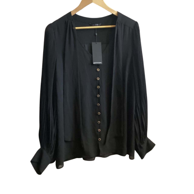 Portmans Womens  Size 14 Button Up Top Black  