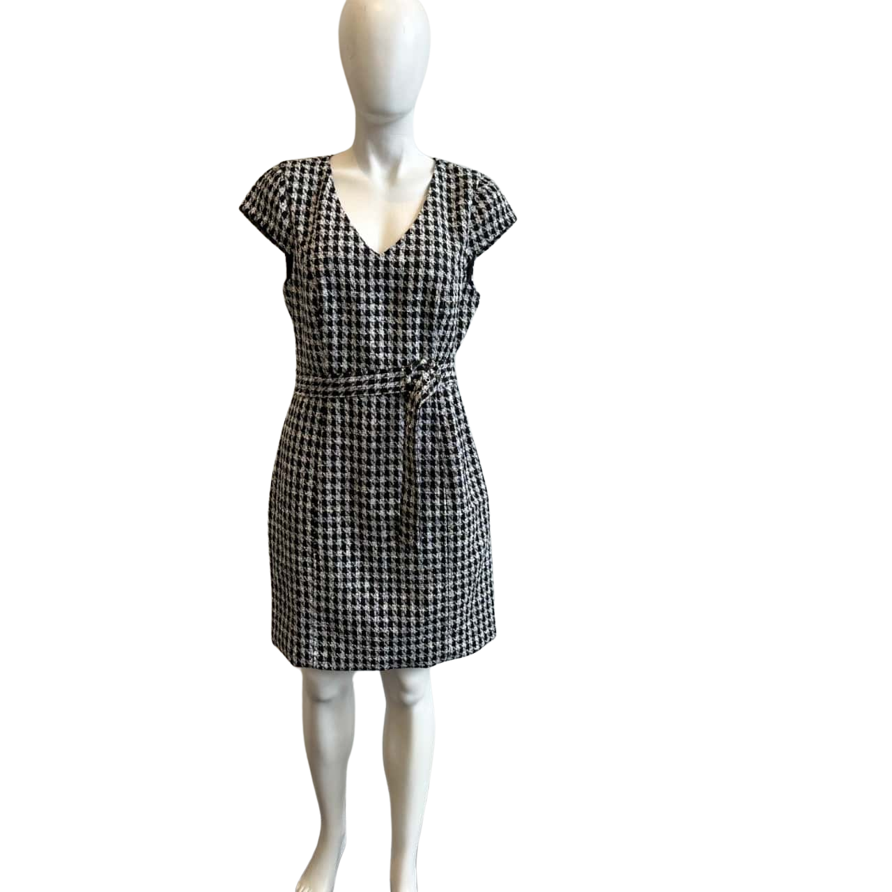 Portmans Women's Size 12 Short Sleeve Midi Dress Black & White Pattern(s)