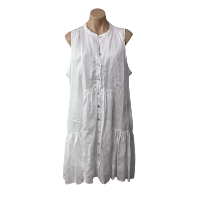 Witchery Womens Size 16 White Linen Button up Sleeveless Dress 