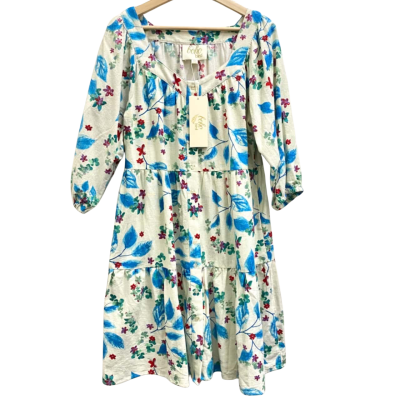 Boho Bird Floral Babydoll Mini Dress Size 12