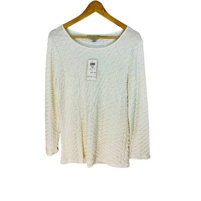 Noni B - Ivory Pleat Long Sleeve Top (Size M)