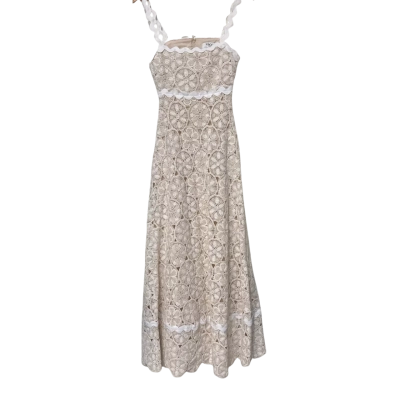ZACO The Dalton Crochet Size M Maxi Dress Cream 